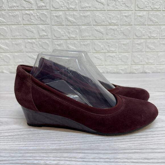 Collection by Clarks Mallory Berry Wedge Shoes WMN US8M Burgundy Pull-On Slip-On - Picture 4 of 7